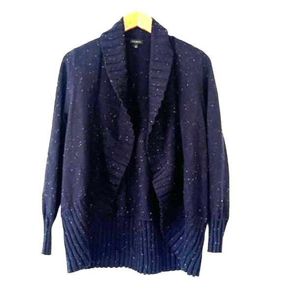 Talbots Donegal Navy Blue Speckled Open Front Cardigan Sweater Small - Picture 4 of 7